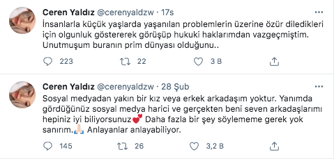 Ceren Yaldiz kendisini taciz edenleri mahkemeye vereceğini soyledi